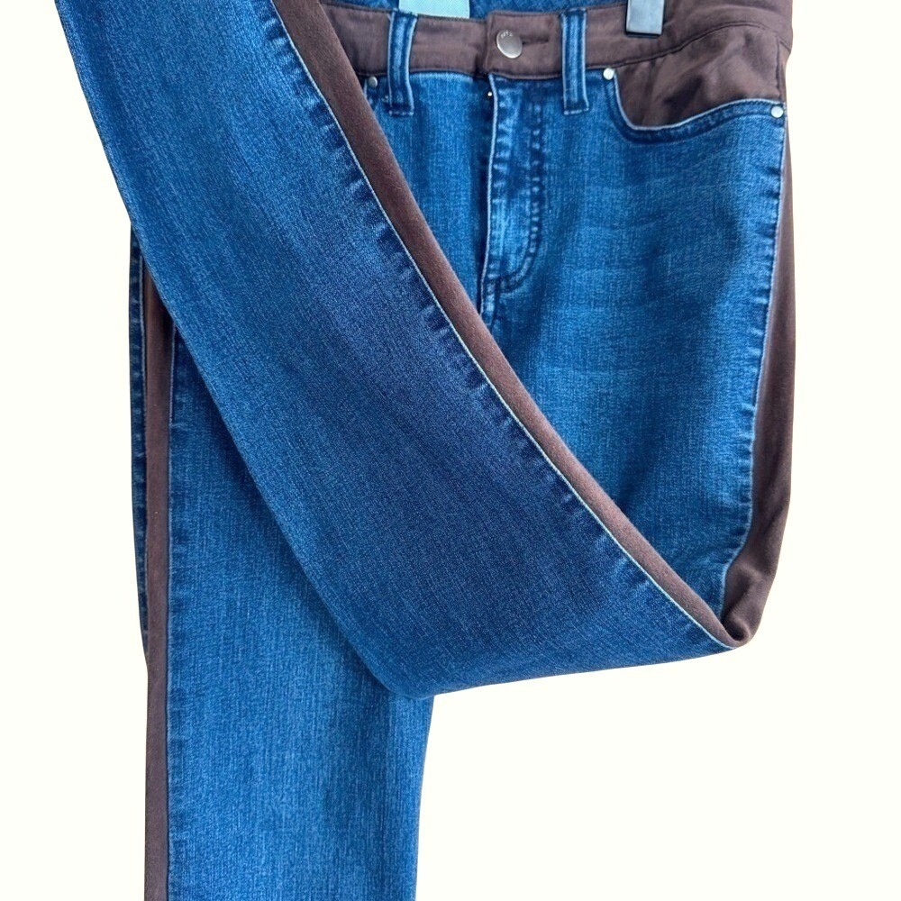 ecru Jeans the Los Feliz inset Blue Brown Stripe 25 Contrast Western